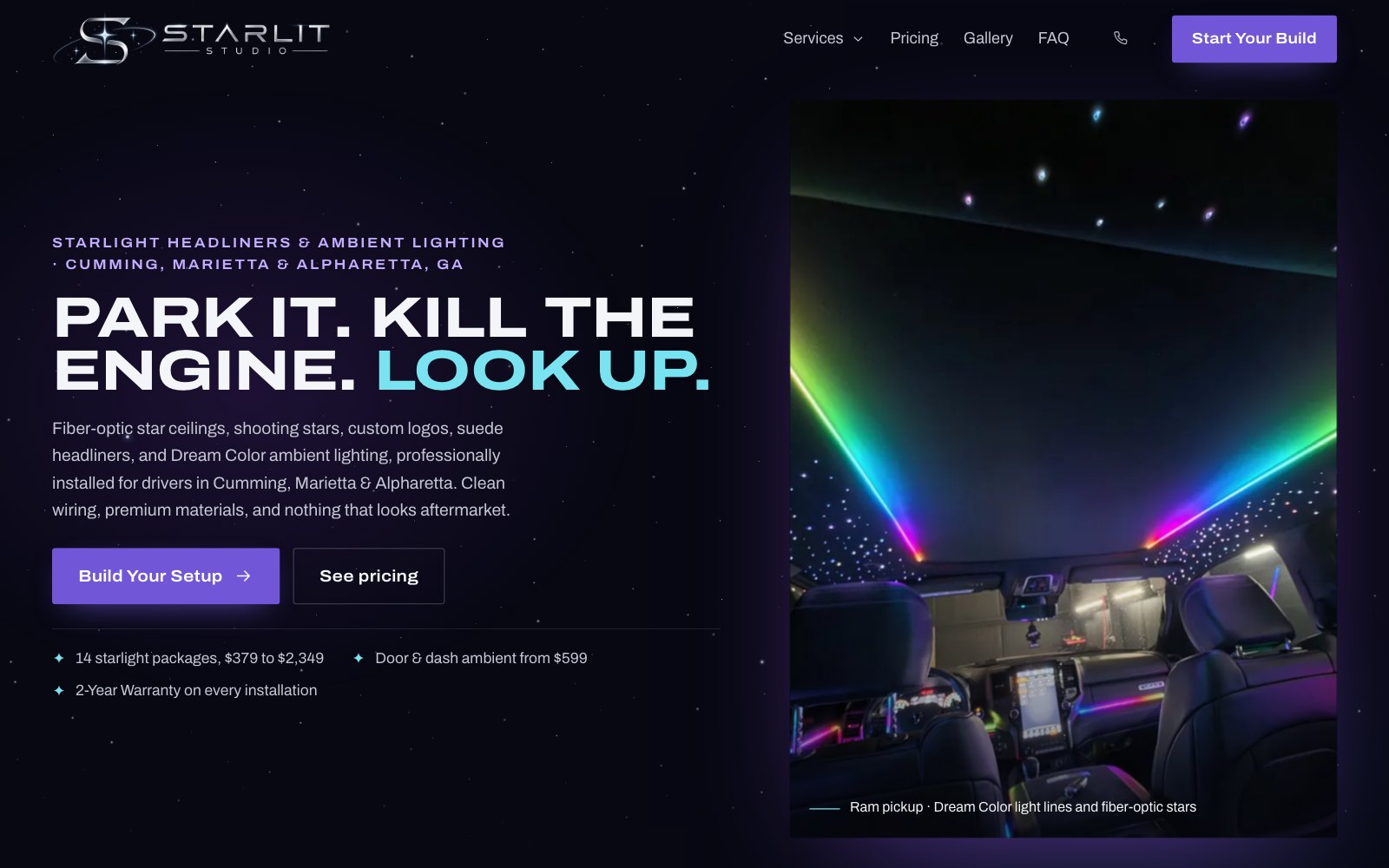 Starlit Studio website, live client site built by War-Buck Marketing